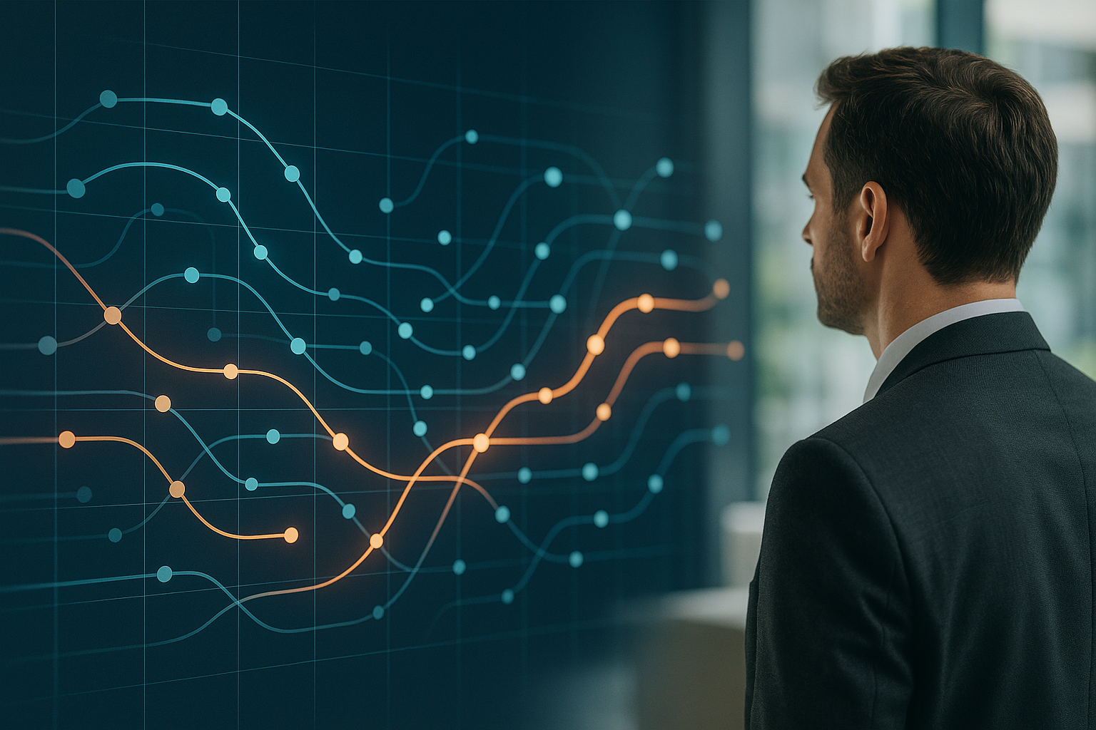 Rappresentazione astratta dei flussi di stablecoin nella liquidità globale su rete blockchain