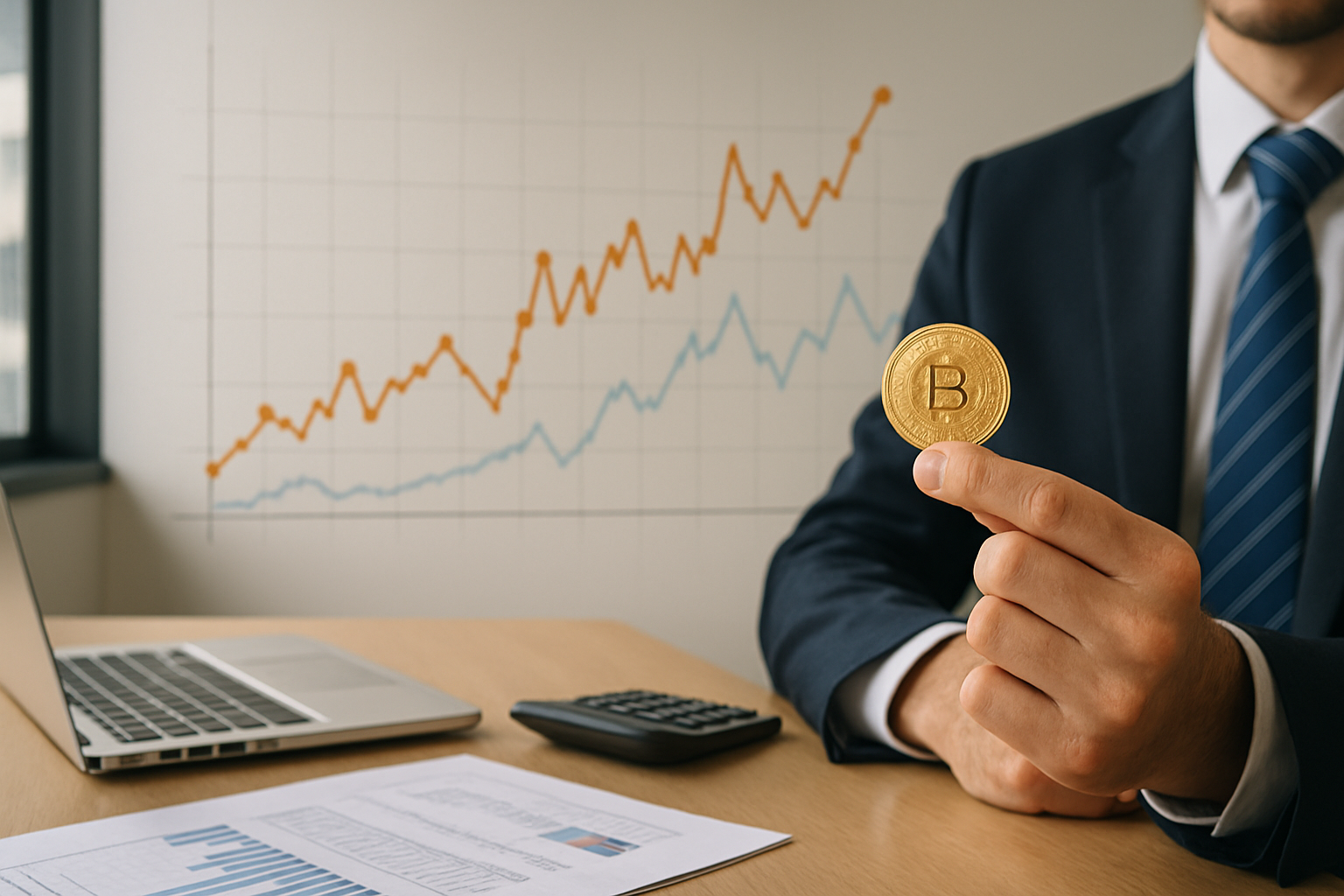 Grafico astratto che rappresenta la volatilità dei prezzi crypto in relazione a dati macroeconomici