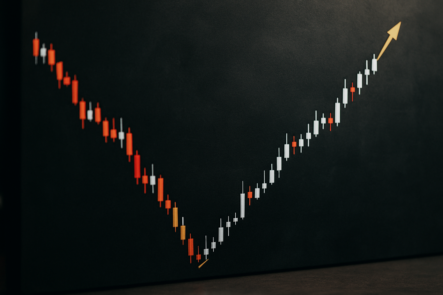 Rappresentazione astratta di un rimbalzo tecnico nel mercato delle altcoin