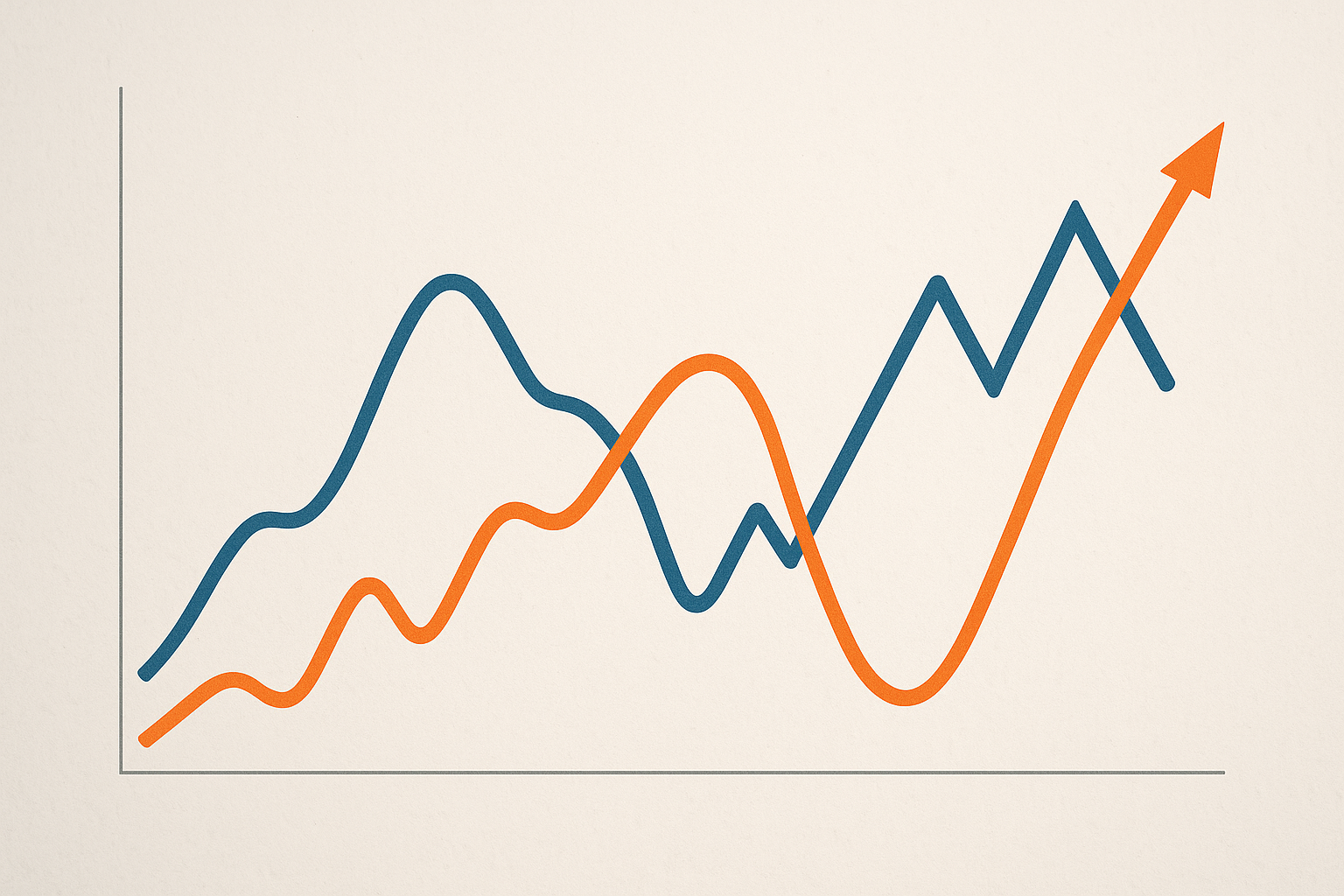 Andamento comparato tra rendimenti obbligazionari e mercato crypto in un grafico stilizzato