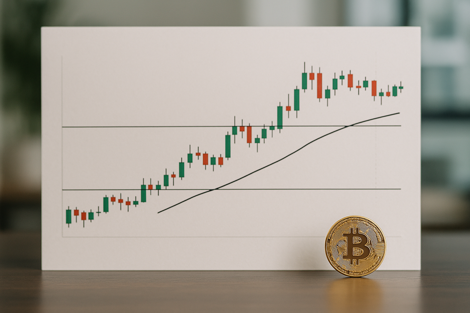 Andamento laterale del prezzo di Bitcoin con supporto e resistenza durante una fase di consolidamento