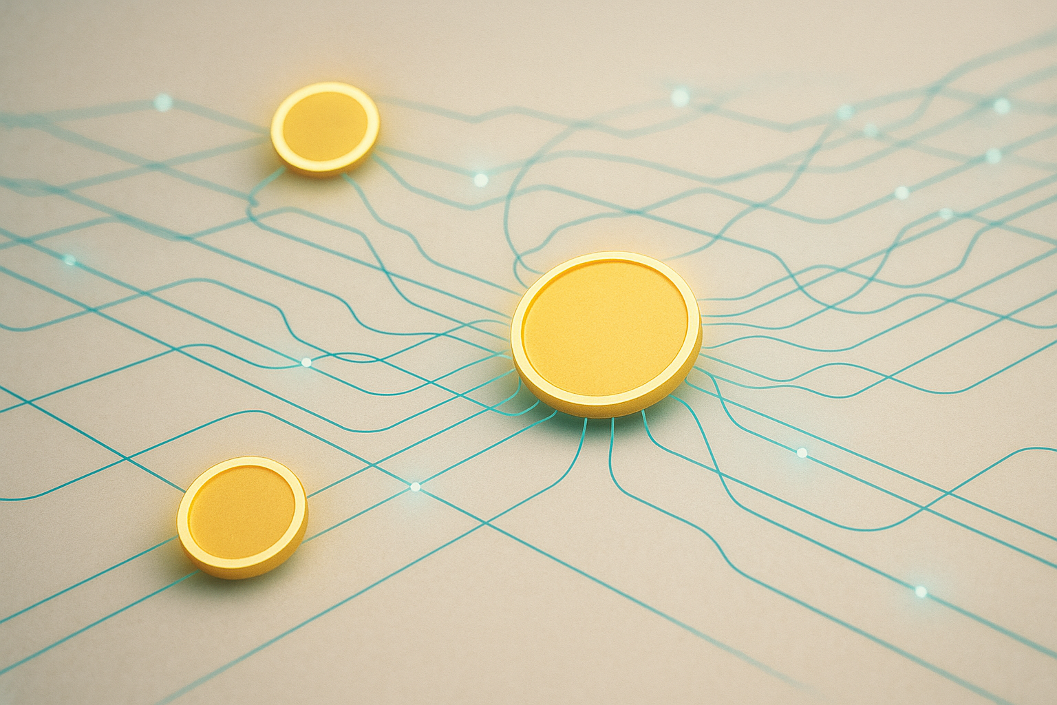Schema astratto dei flussi di scambio in stablecoin tra mercati e reti