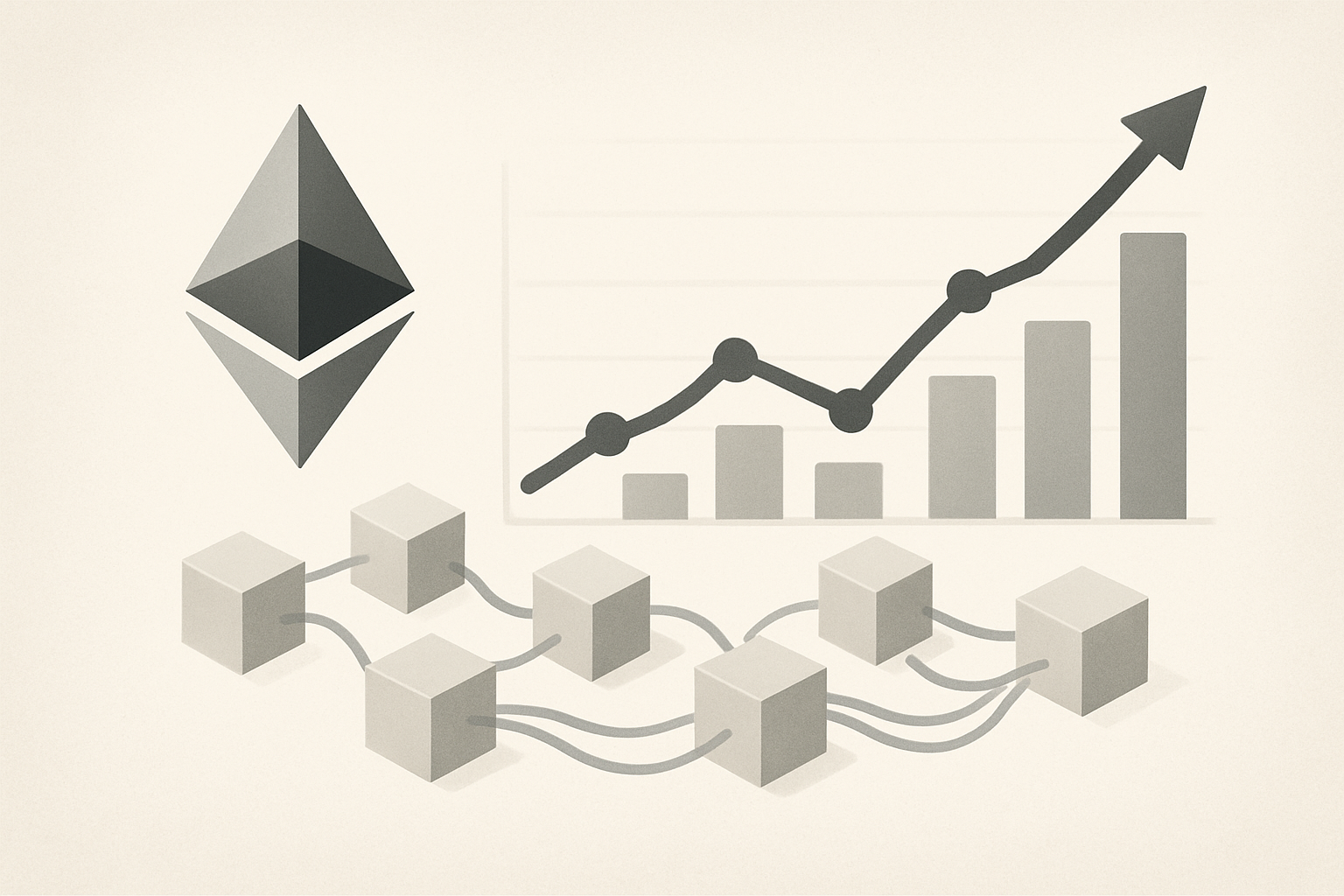 Rappresentazione astratta dell’aumento delle transazioni su Ethereum e della congestione di rete