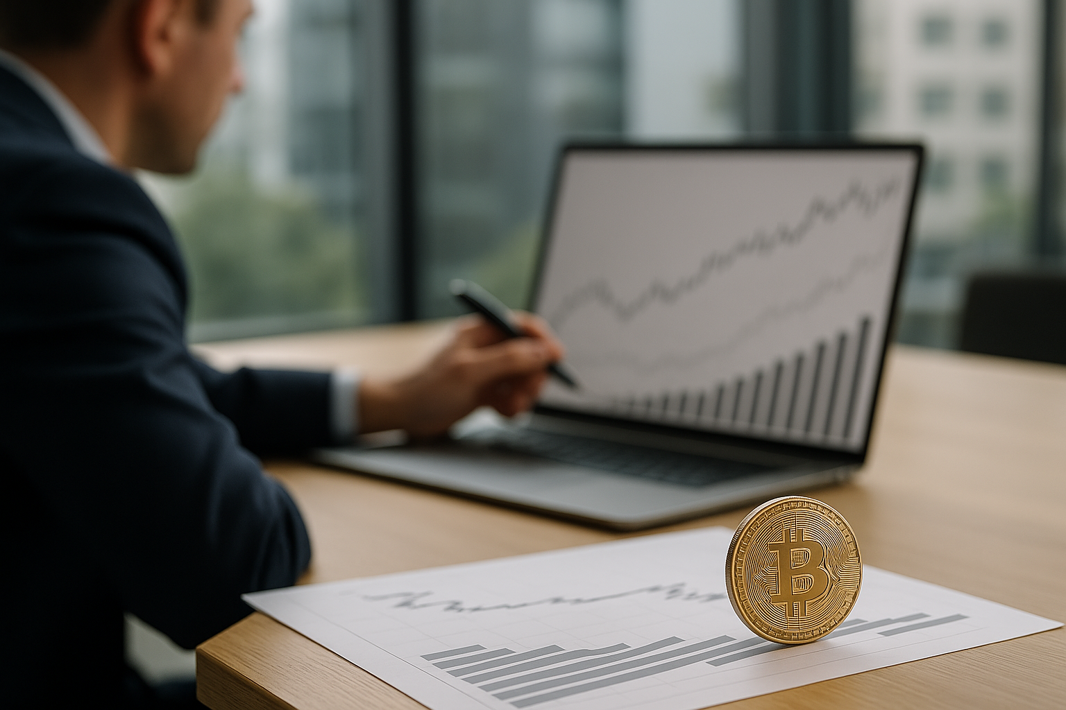 Andamento stilizzato di prezzo e open interest nel mercato dei derivati su Bitcoin