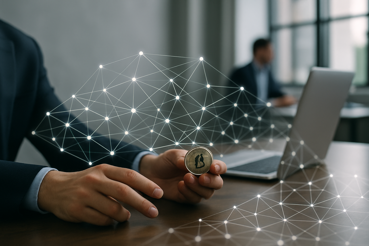 Rappresentazione astratta della crescita di un ecosistema blockchain con nodi interconnessi
