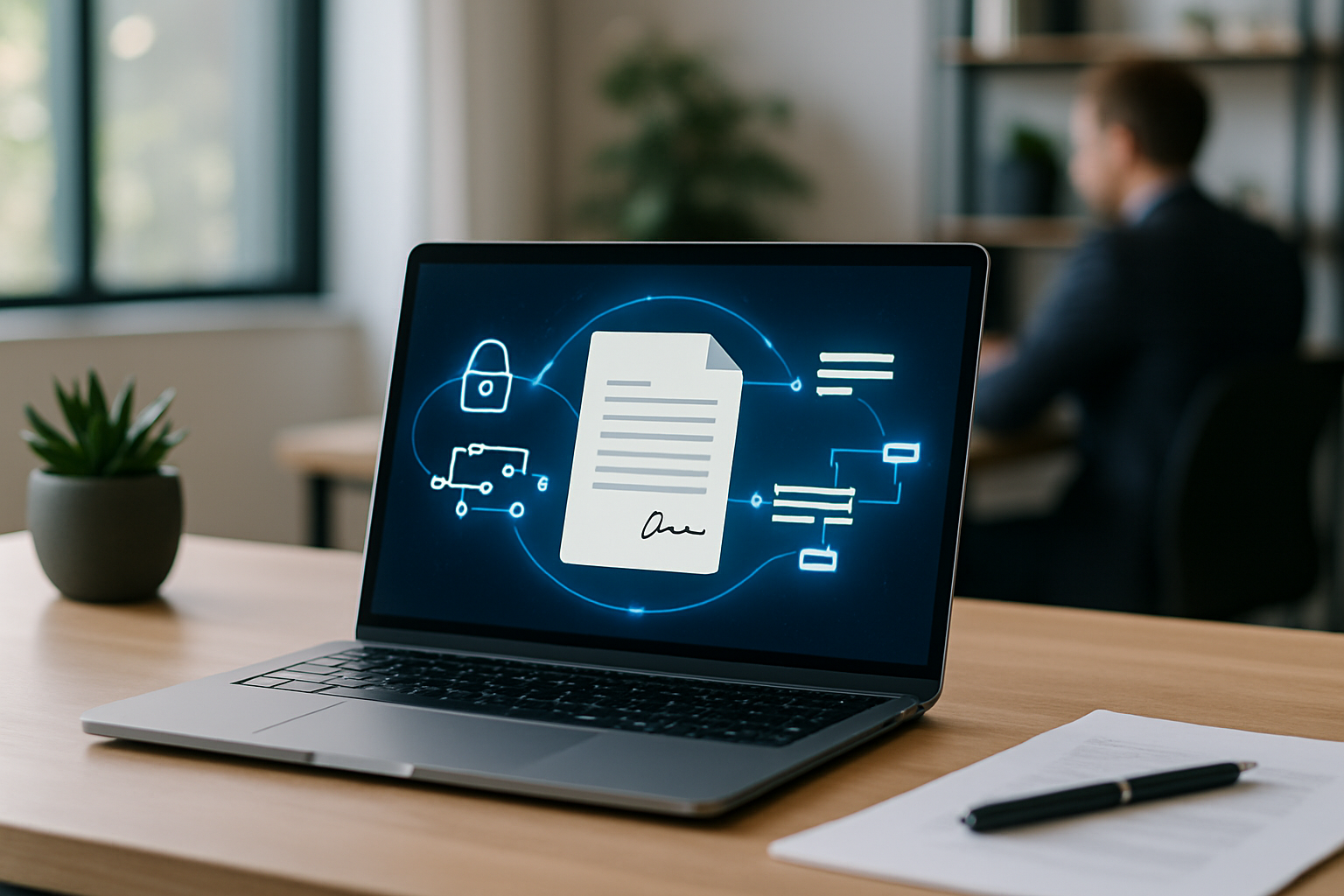 Concetto di contratti digitali e automazione dei processi online con tracciabilità dei dati