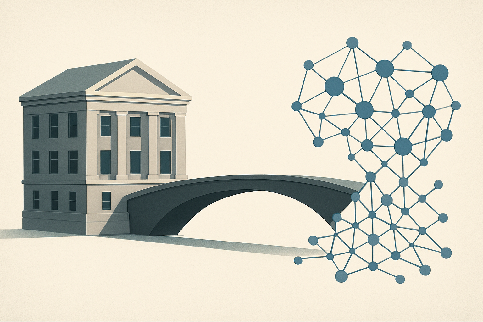 Illustrazione concettuale del collegamento tra beni reali e token su blockchain