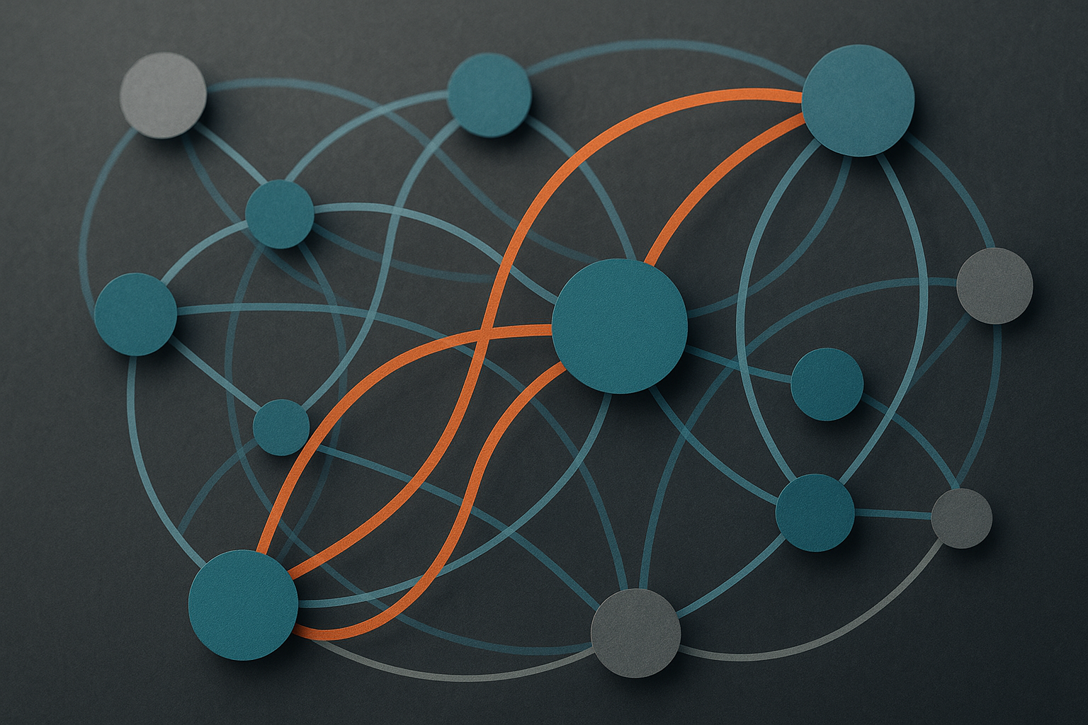 Schema astratto di flussi on-chain e liquidità su blockchain per analisi di domanda e offerta